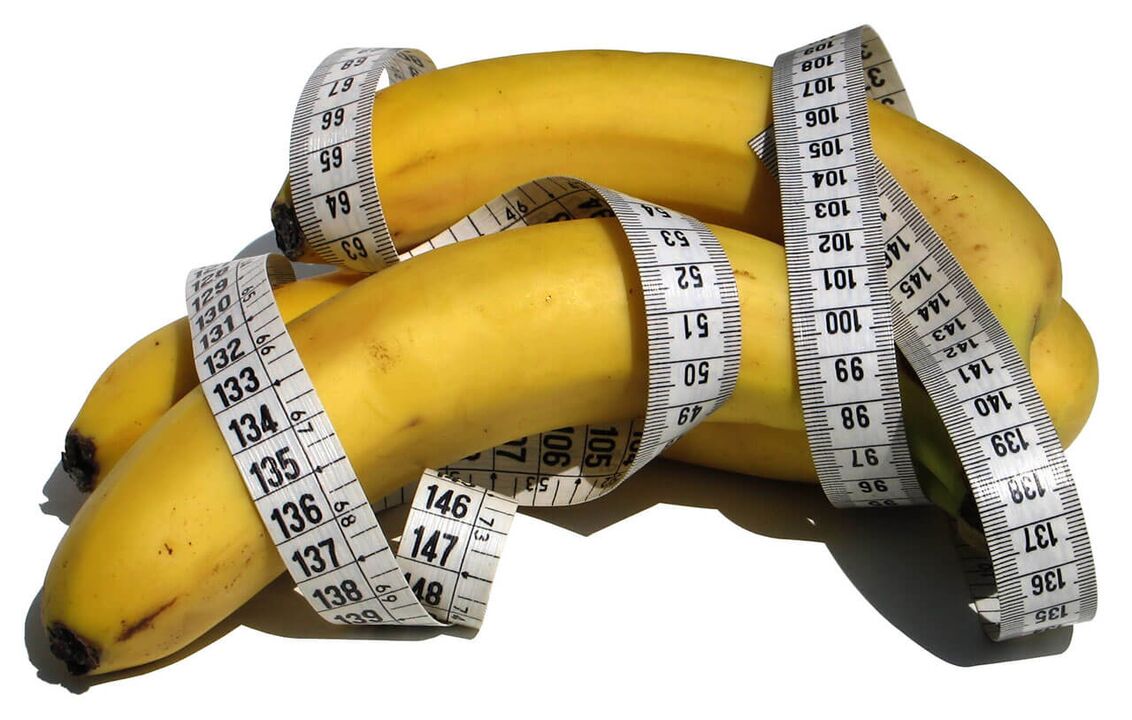 Erhöhter Penis - Zentimeter auf Bananen